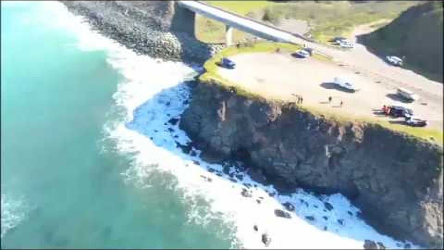 Drone video shows site of Hart family's SUV crash near Mendocino, CA