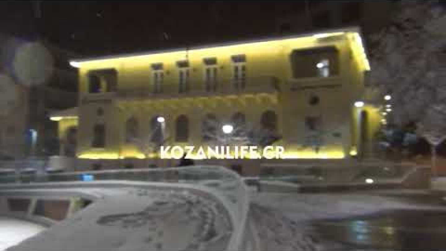 Χιονόπτωση στην Κοζάνης το βράδυ της Κυριακής 25 Φεβρουαρίου 2018