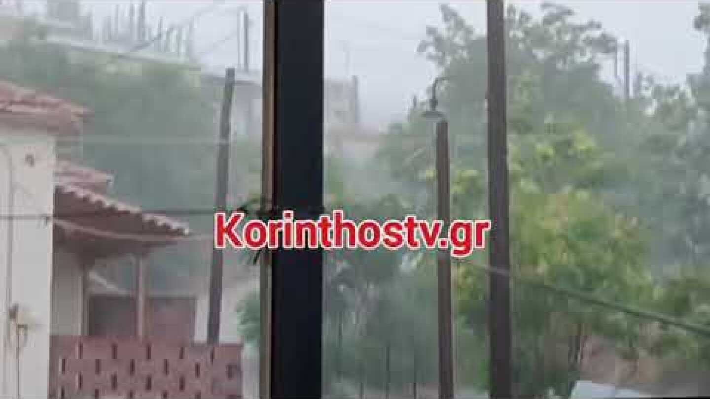 Ισχυρή καταιγίδα στη Νεμέα Κορινθίας