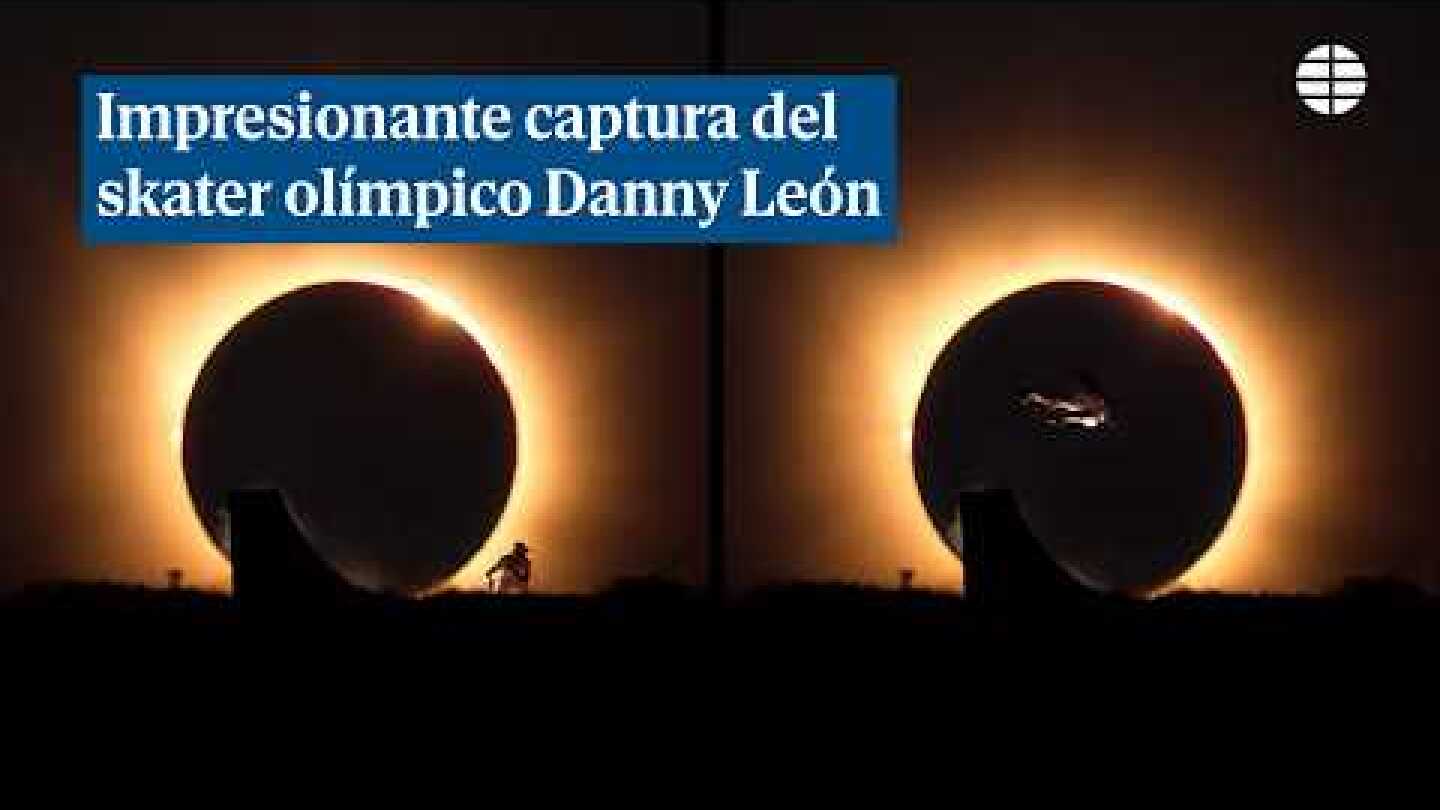 La impresionante captura del skater Danny León haciendo un truco ante el eclipse