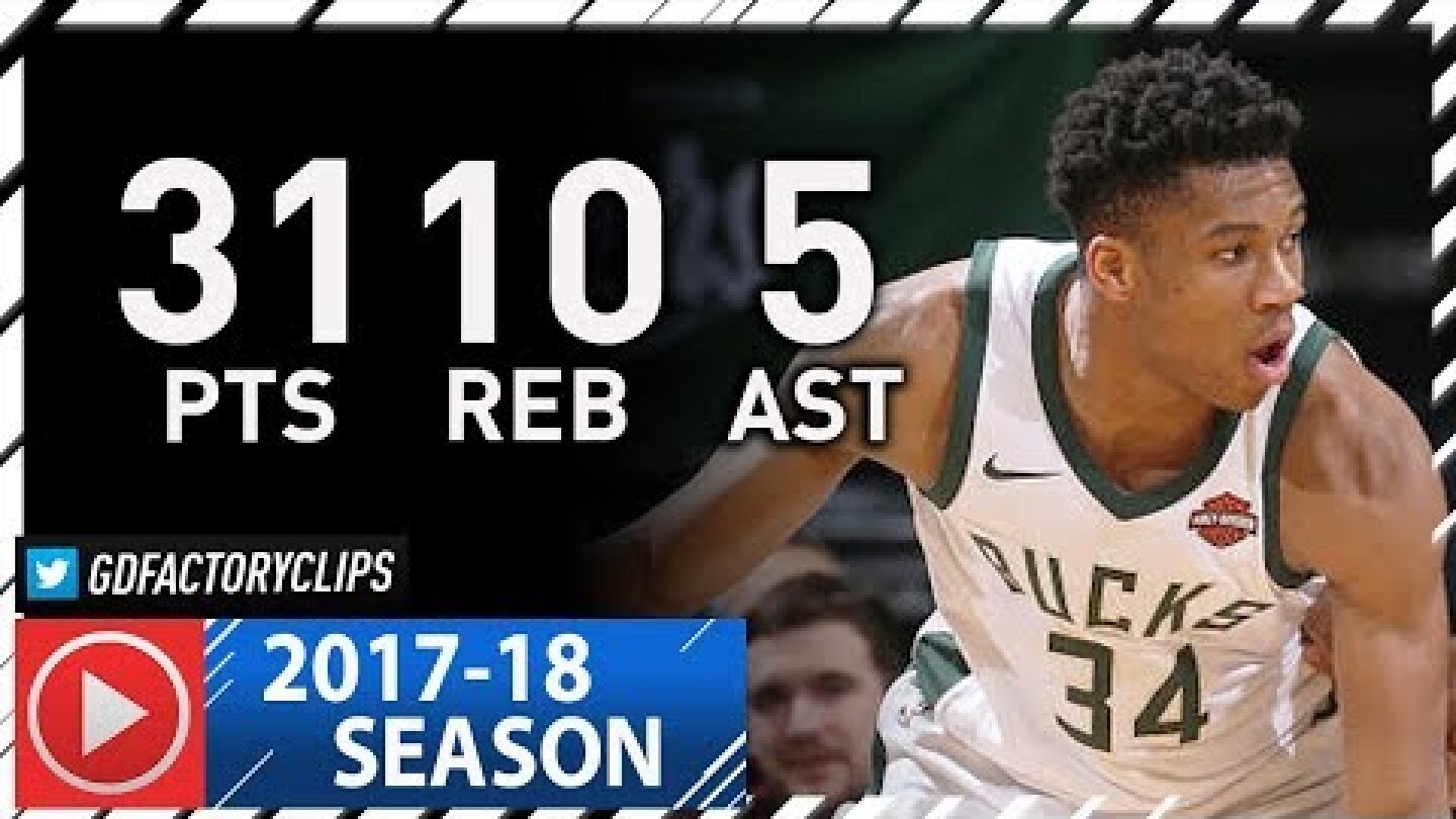 Giannis Antetokounmpo Full Highlights vs Pacers (2018.01.03) - 31 Pts, 10 Reb, 5 Ast in 3 Qtrs