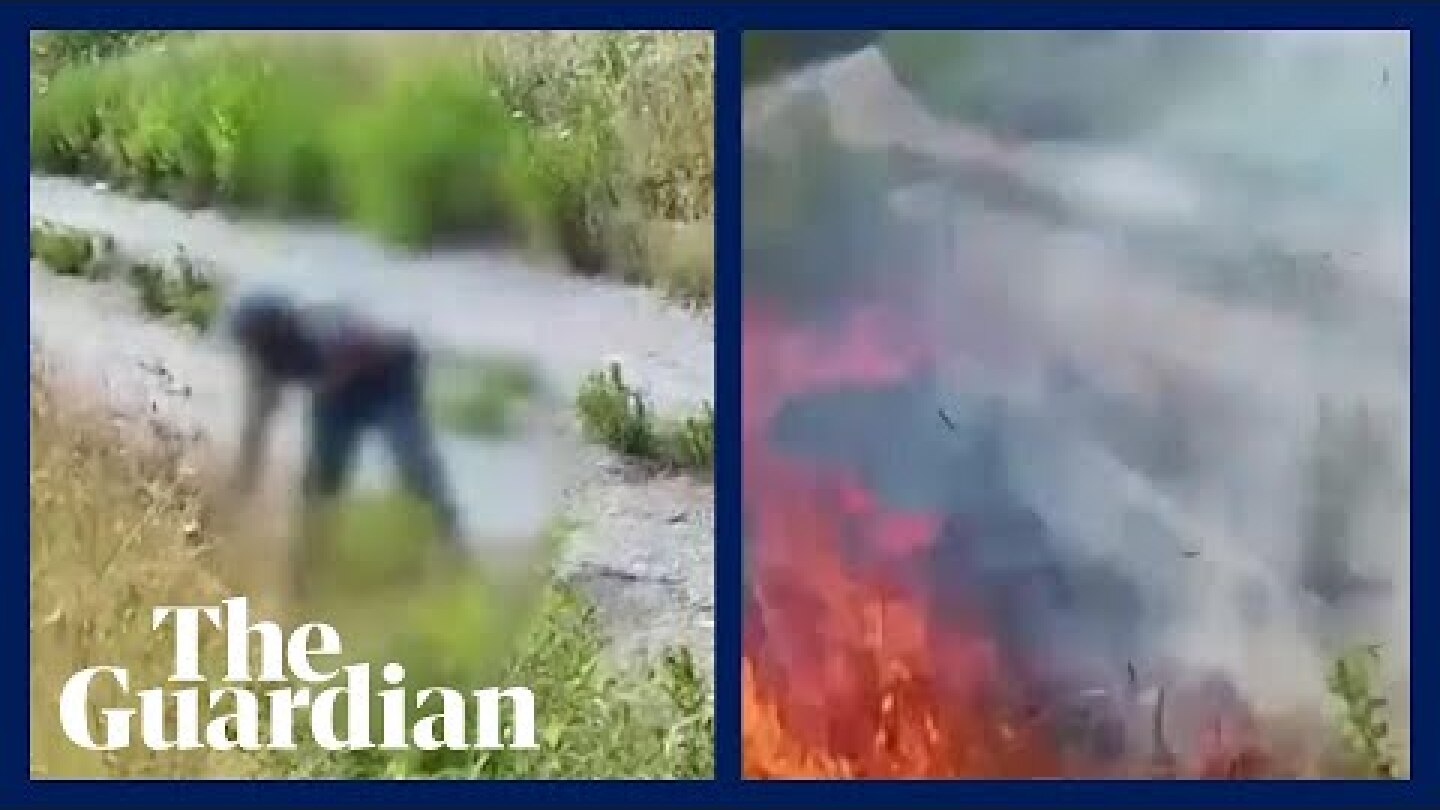 Video captures moment arsonist sets fire to grass in southern Italy
