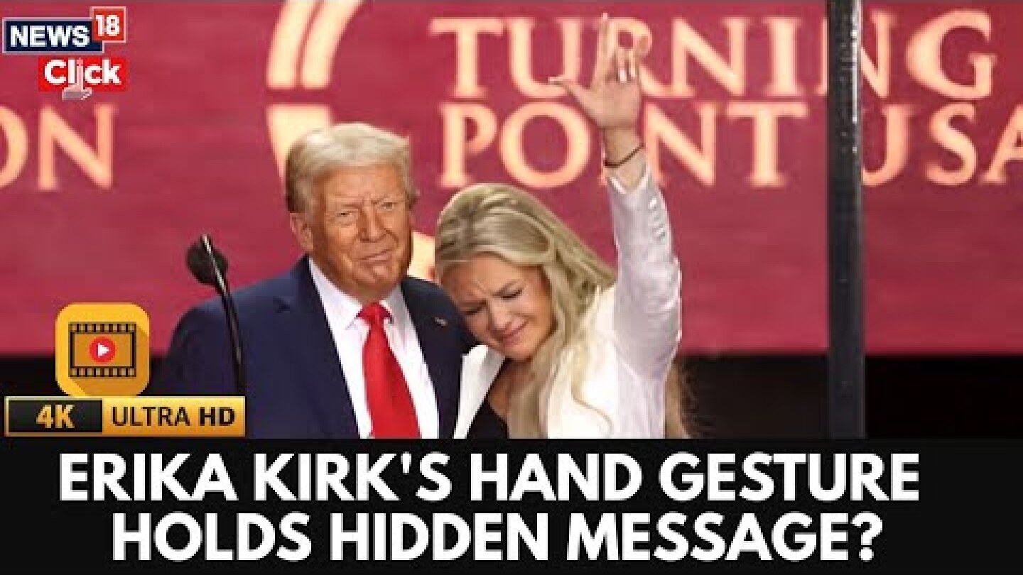 Erika Kirk Makes Hand Gesture At Charlie Kirk's Photo After Hugging Trump: What Does It Mean? | 4K