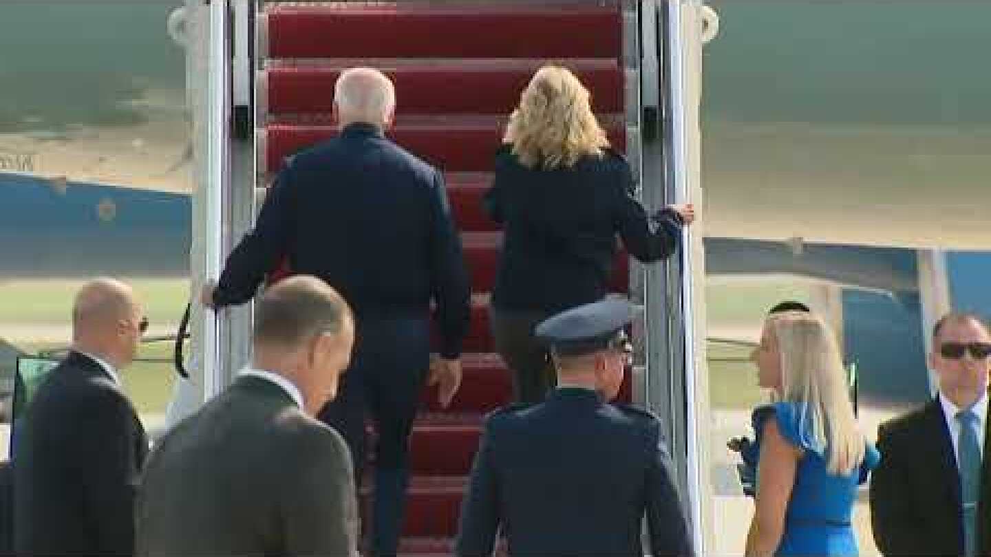 VIDEO | President Joe Biden departs for Queen Elizabeth II's funeral