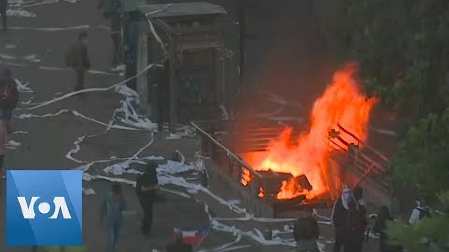 Metro Station Burns in Santiago as Protests Continue in Chile