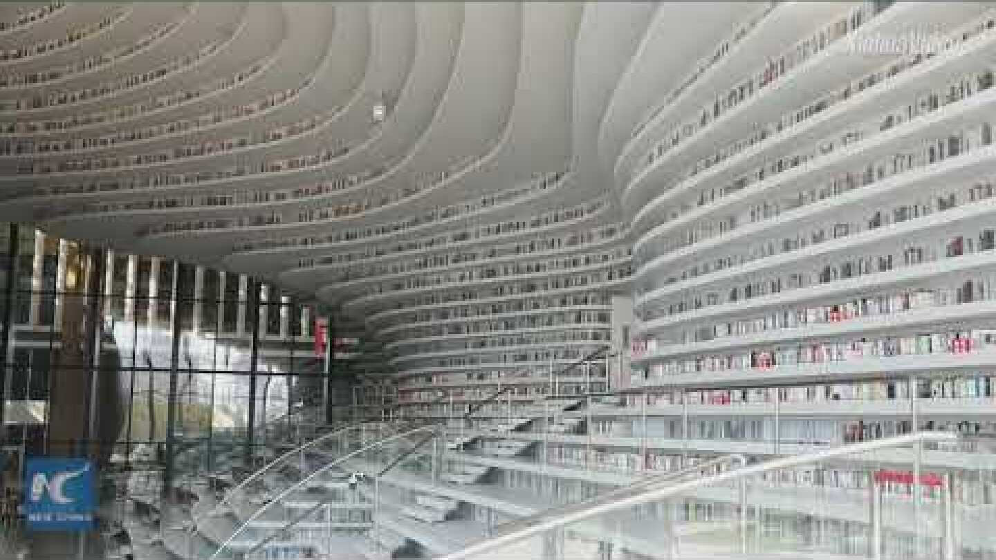 Amazing! Newly-opened library in China's Tianjin becomes internet sensation