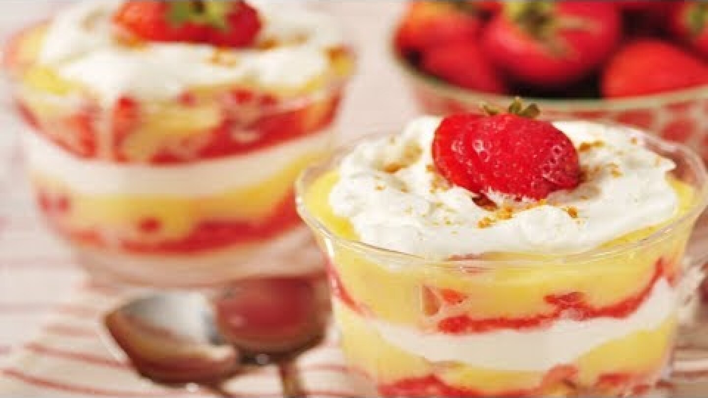 Strawberry & Lemon Curd Trifle Recipe Demonstration - Joyofbaking.com