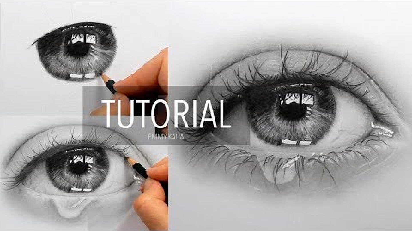 How to draw, shade a realistic eye with teardrop | Step by Step Drawing Tutorial