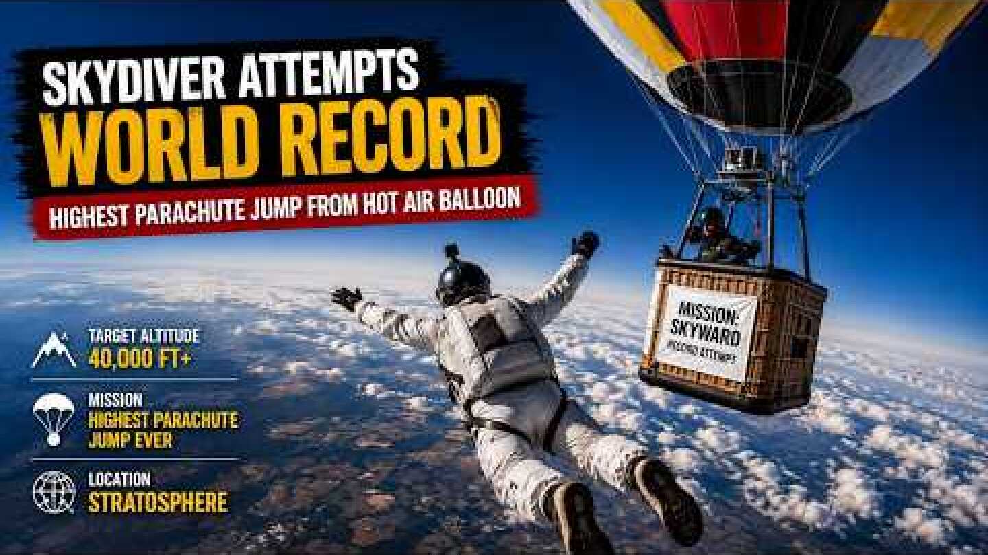 LIVE World Record Attempt: Skydiver attempt the highest parachute jump from a hot air balloon