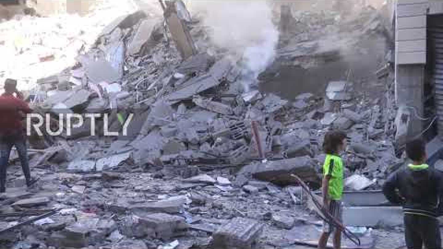State of Palestine: Al-Amal Hotel levelled after Israeli airstrikes in Gaza