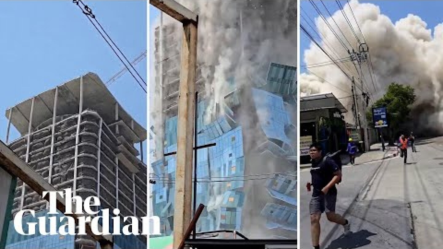 Moment skyscraper under construction collapses in Bangkok after earthquake
