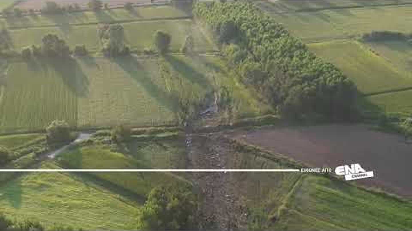 Εικονες απο drone στο σημειο της πτωσης του αεροσκαφους