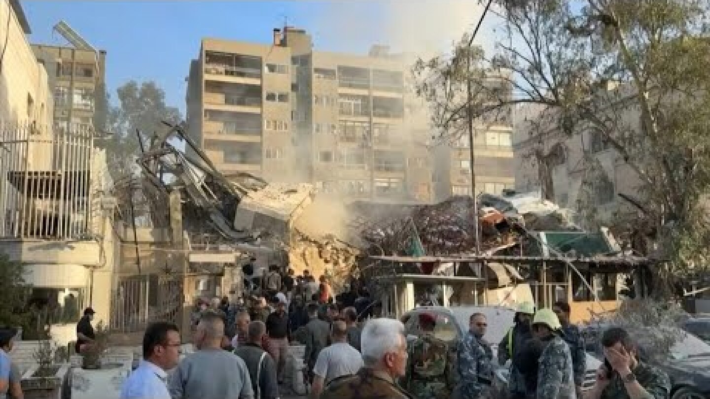 Scene after deadly Israeli strikes near Iranian embassy in Syrian capital | AFP