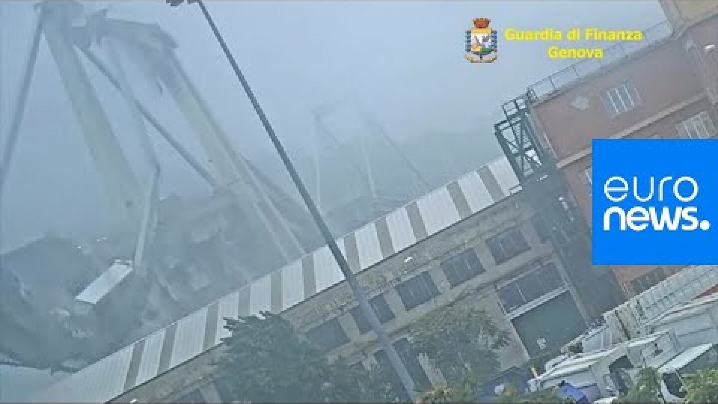 Previously unseen footage shows moment of Genoa bridge collapse