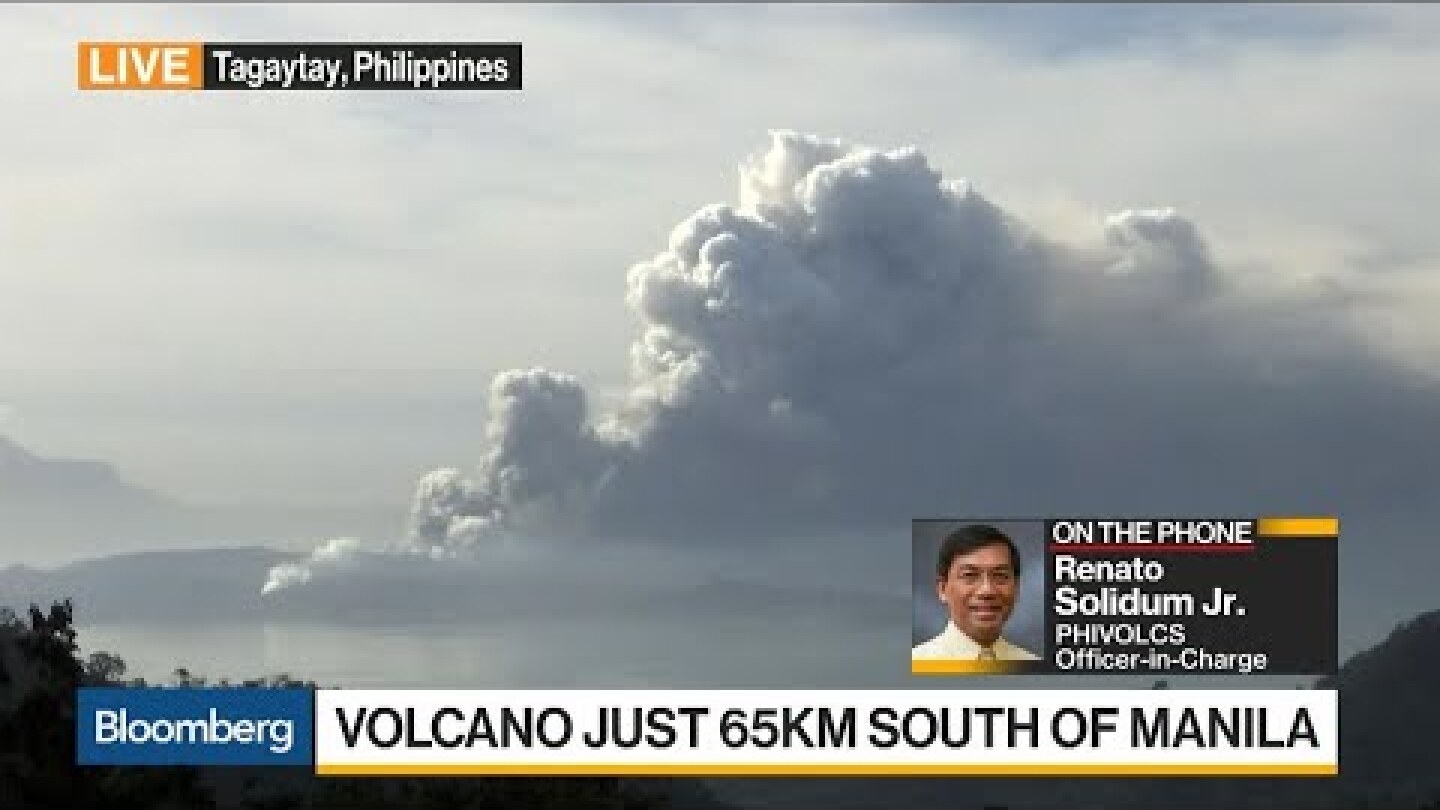 Taal Volcano Spewing Ash and Smoke