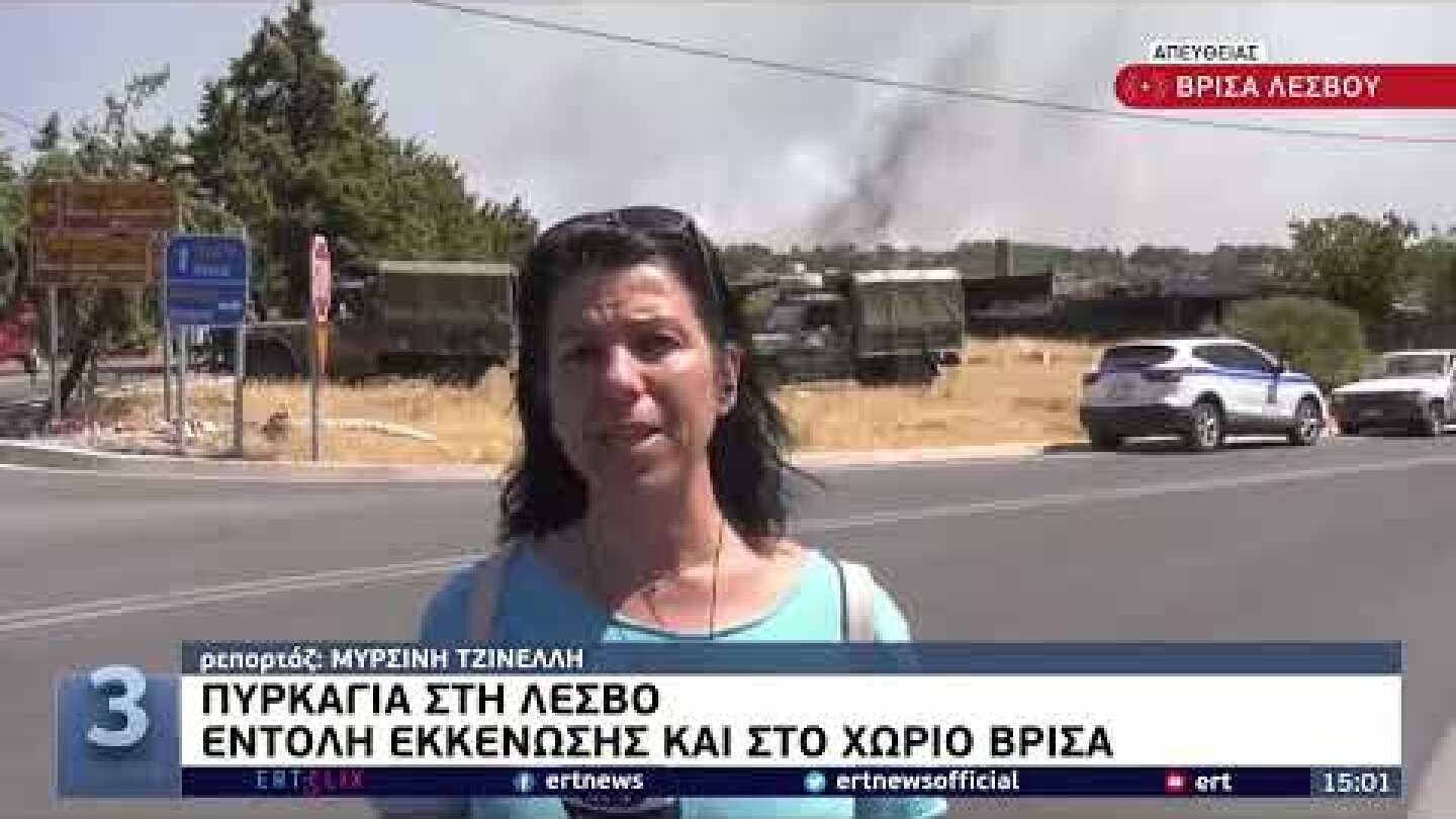 Πυρκαγιά στη Λέσβο - Εντολή εκκένωσης καισ το χωριό Βρίσα | 24/07/2022 | ΕΡΤ