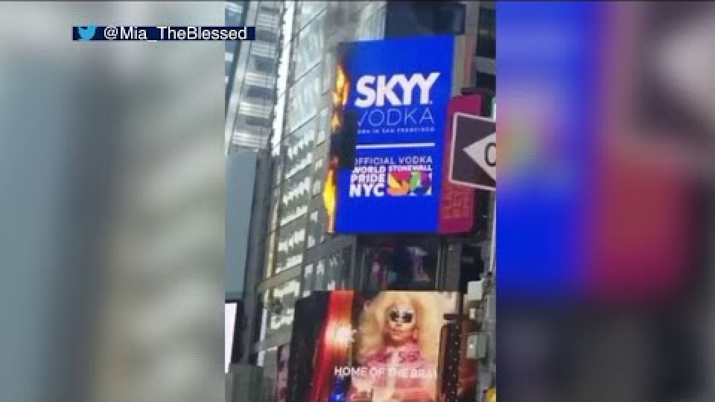 Digital billboard catches fire in Times Square