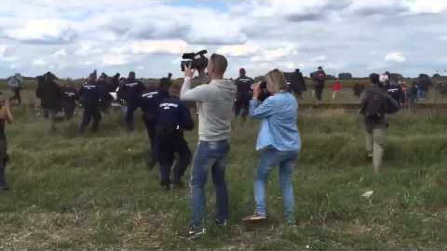TV reporter trip Syrian refugee in Hungary