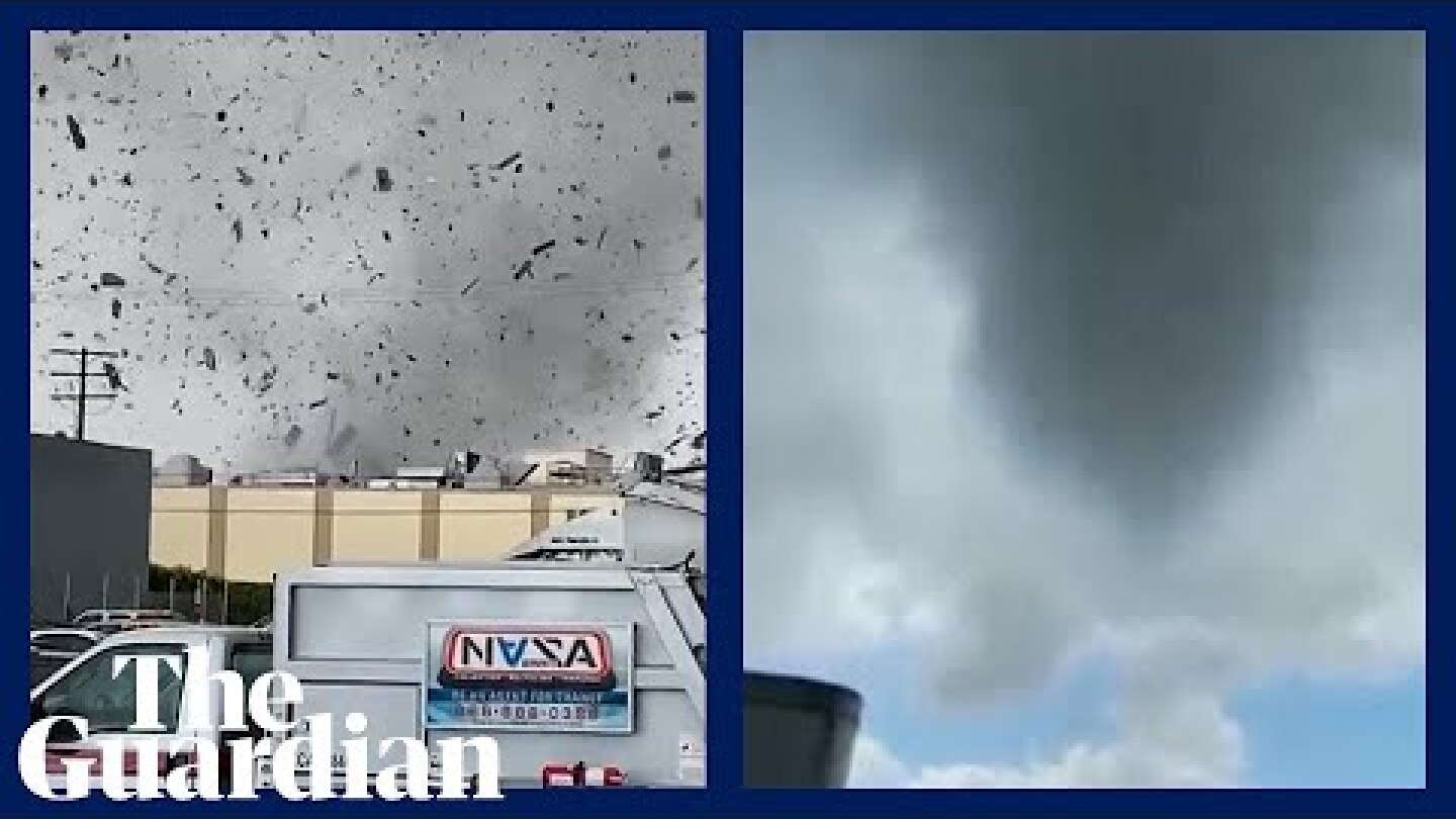 California tornado lifts debris in swirling funnel south-east of Los Angeles