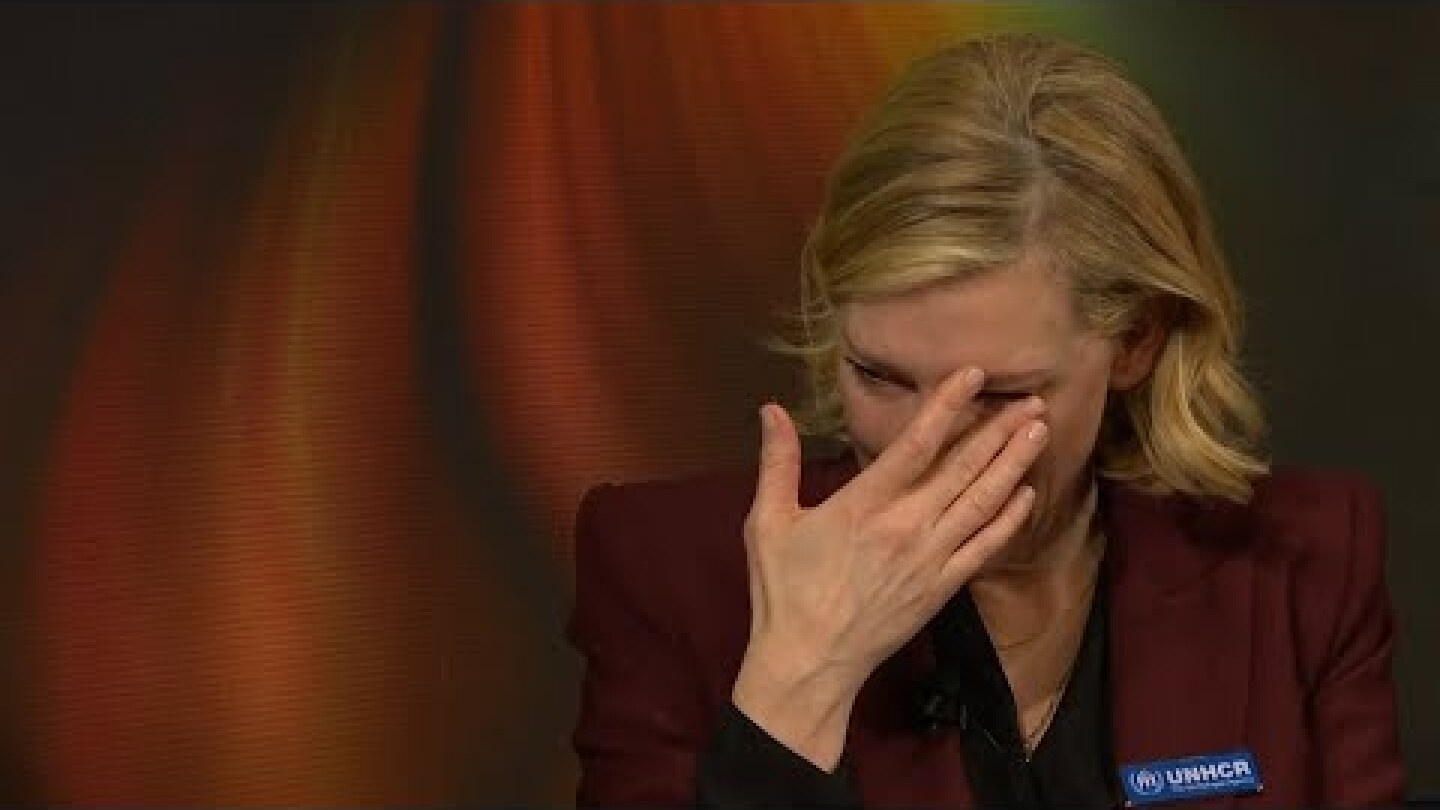 Cate Blanchett cries while recounting story of Syrian refugees