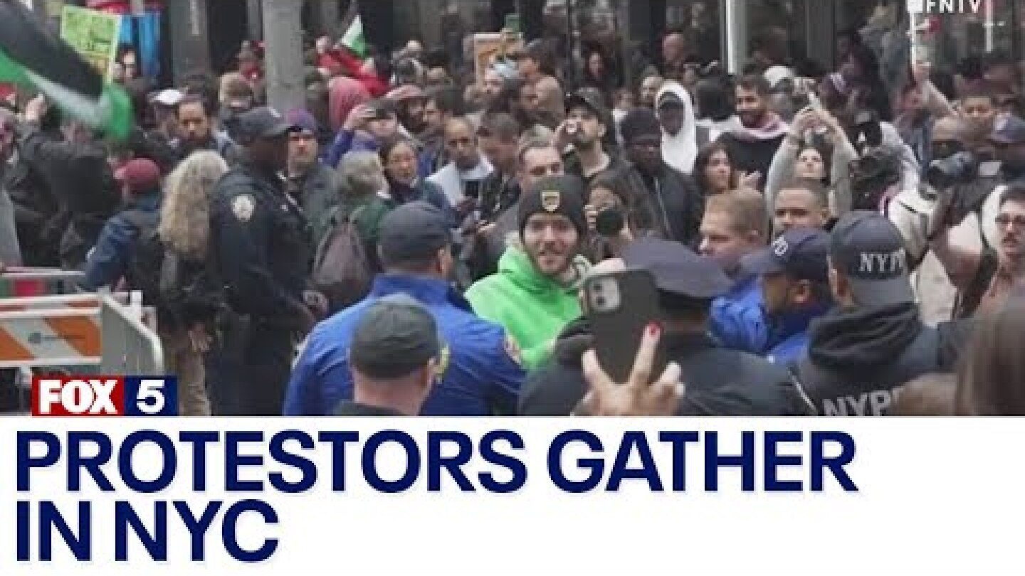 Pro-Palestinian, pro-Israeli protestors clash in Times Square