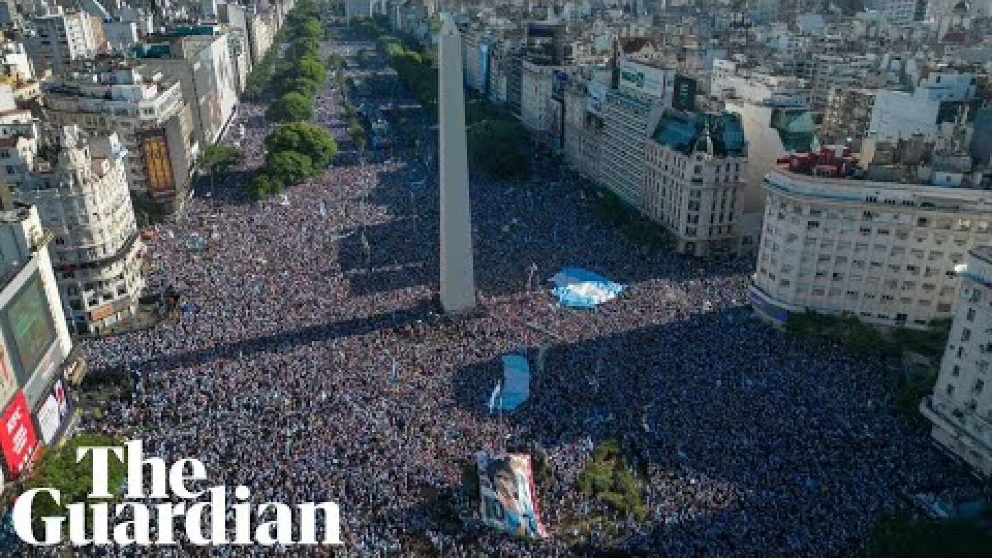 Drone captures sea of fans celebrating in Buenos Aires after Argentina's World Cup win