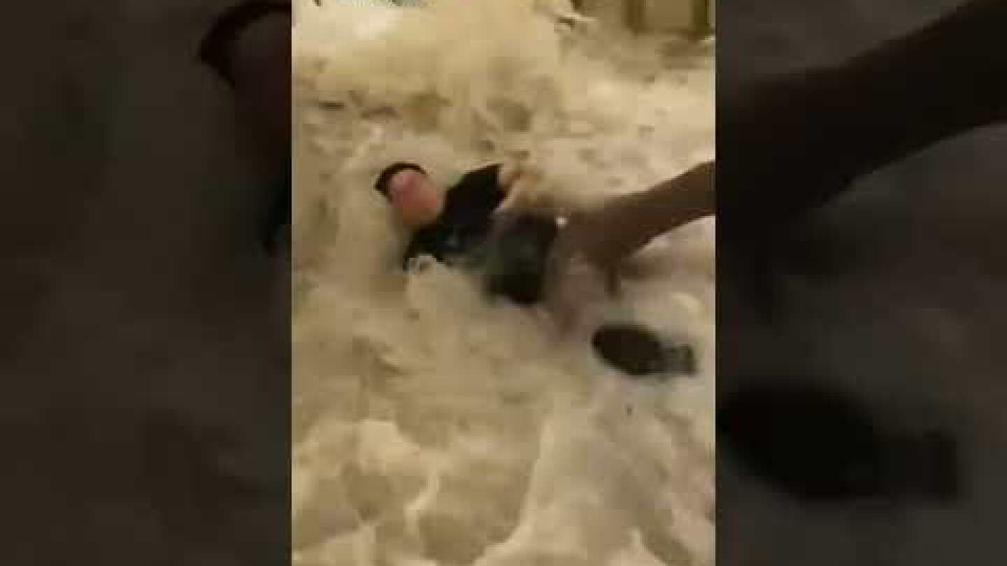 Hong Kong hotel lobby submerged as Super Typhoon Ragasa makes landfall