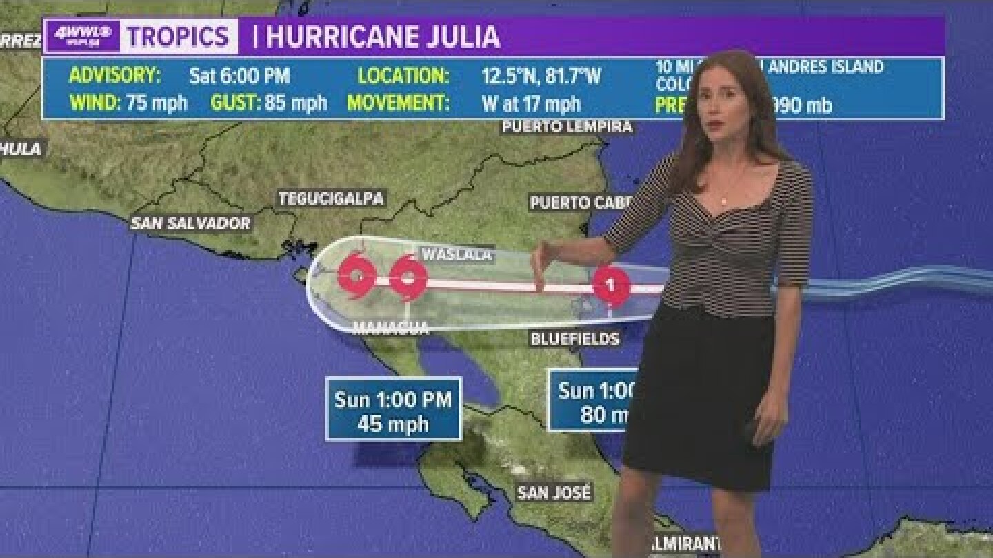 Saturday night tropics update: Hurricane Julia nears Nicaragua