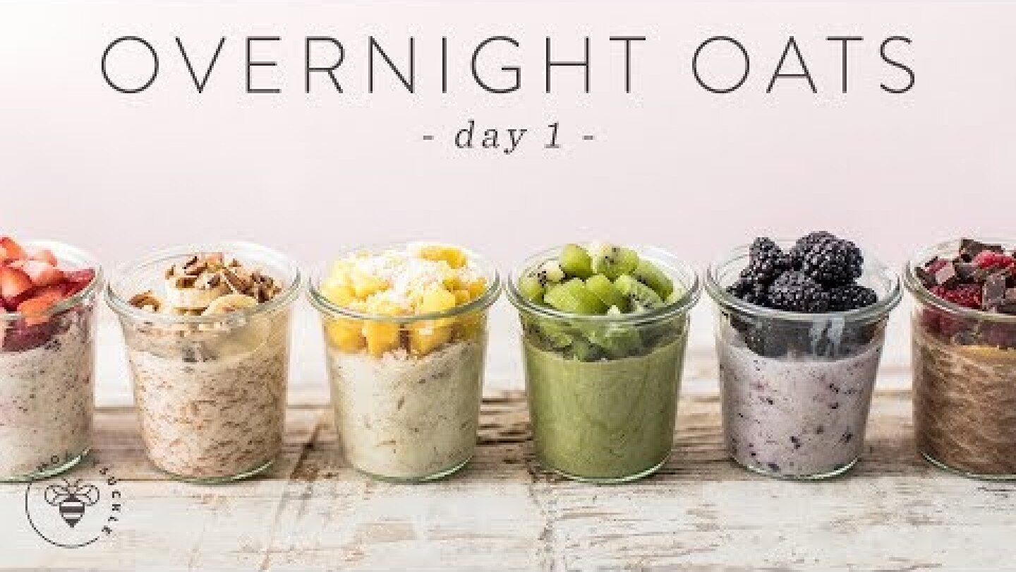 OVERNIGHT OATS 6 Ways | Easy Healthy RAINBOW Breakfasts 🐝 DAY 1 | HONEYSUCKLE