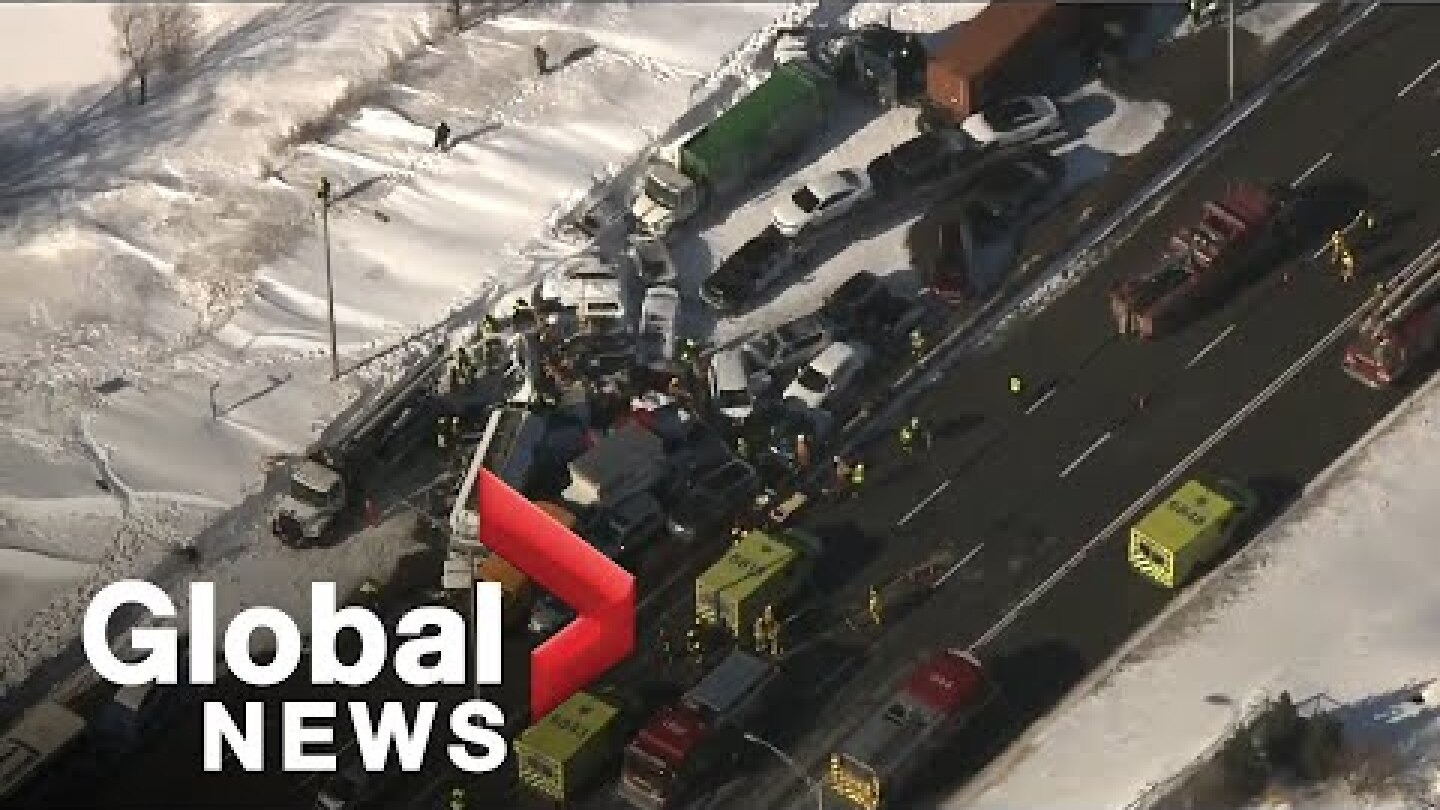 Nearly 200 cars involved in massive multi-vehicle pileup outside of Montreal