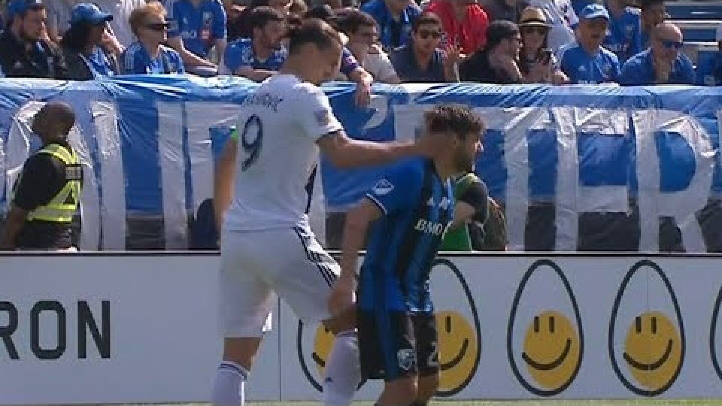 RED CARD: Zlatan Ibrahimovic slaps opponent in the head