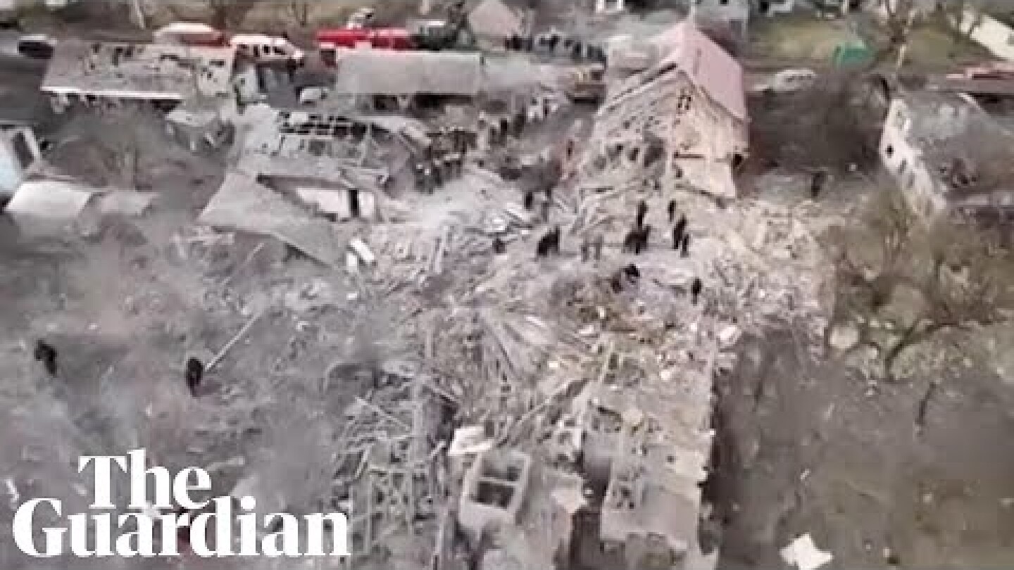 Drone footage shows aftermath of Russian missile strikes on Lviv