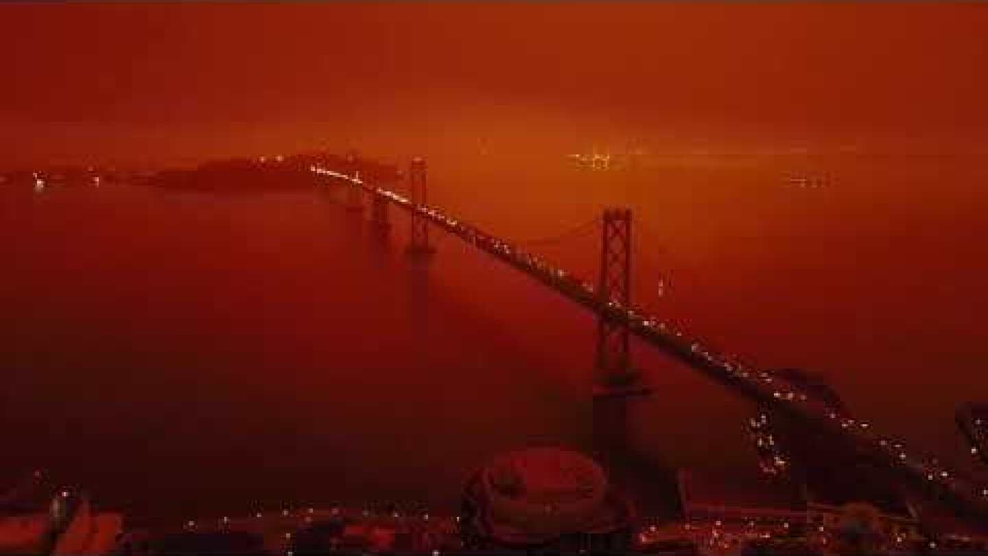 Apocalyptic Orange Sky over San Francisco