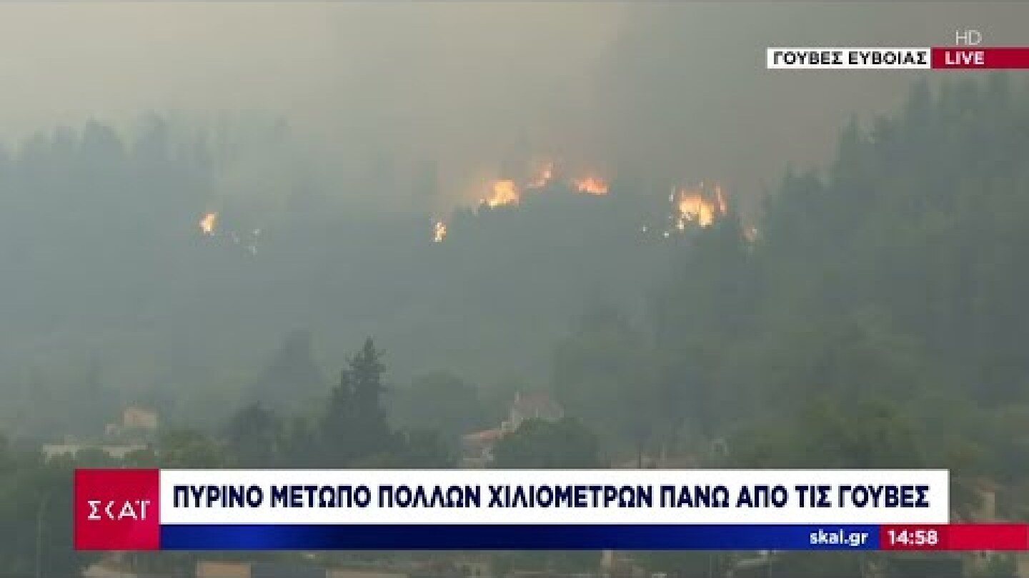 Εύβοια: Πύρινο μέτωπο πολλών χιλιομέτρων πάνω από τις Γούβες | Μεσημβρινό δελτίο | 08/08/2021