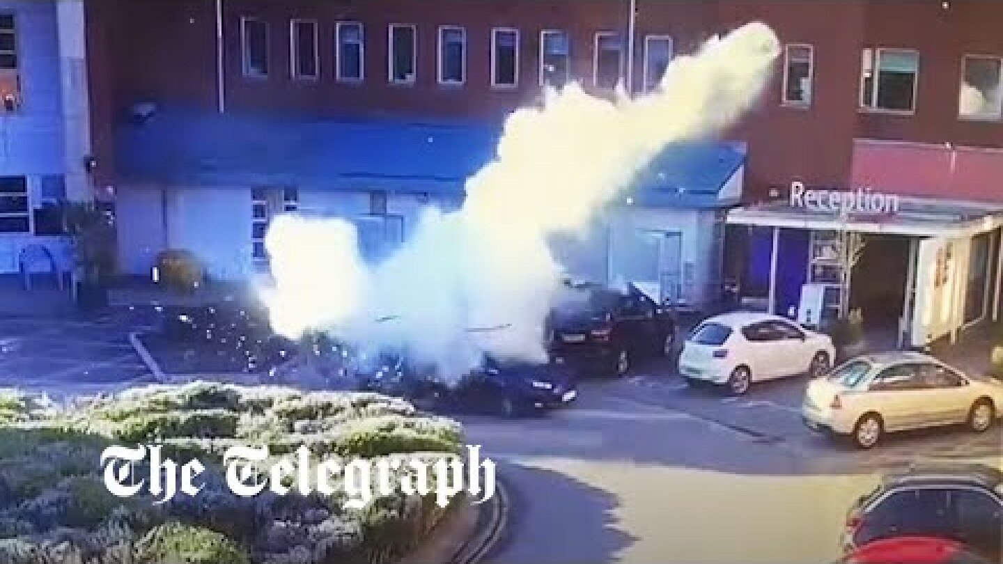 Moment car explodes outside Liverpool Women's Hospital and driver escapes