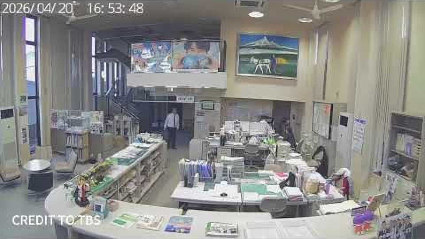 MOMENT A 7.5 magnitude earthquake hit the northern coast of Japan, captured by security camera 