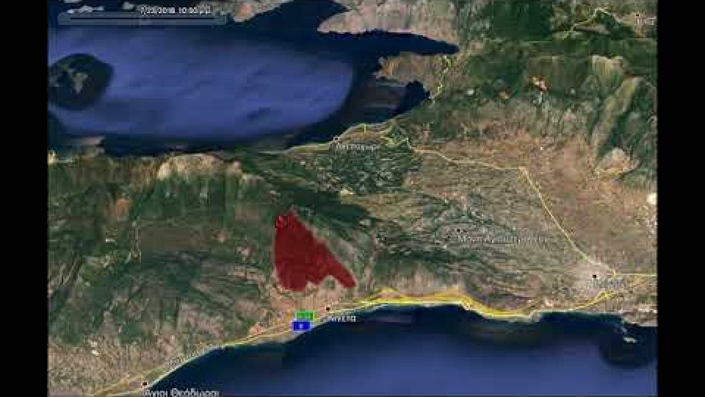 Πρόγνωση εξάπλωσης πυρκαγιάς στην Κινέτα 23-24 Ιουλίου 2018