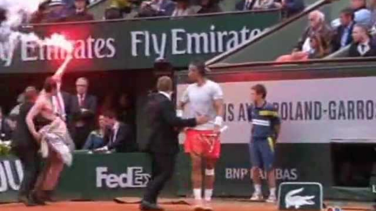 Shirtless Man With Flaming Flare French Open Men's Final 2013