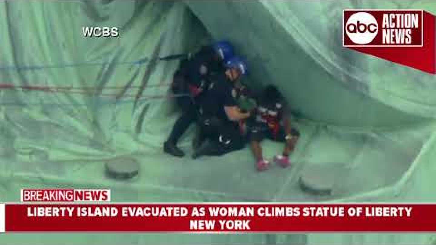 Woman apprehended for climbing up the Statue of Liberty on 4th of July