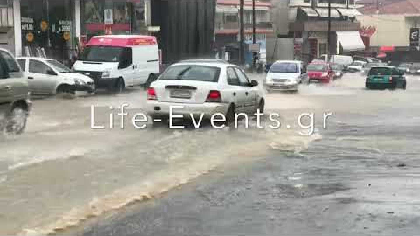 Ποτάμια οι δρόμοι από την καταιγίδα στην Θεσσαλονίκη