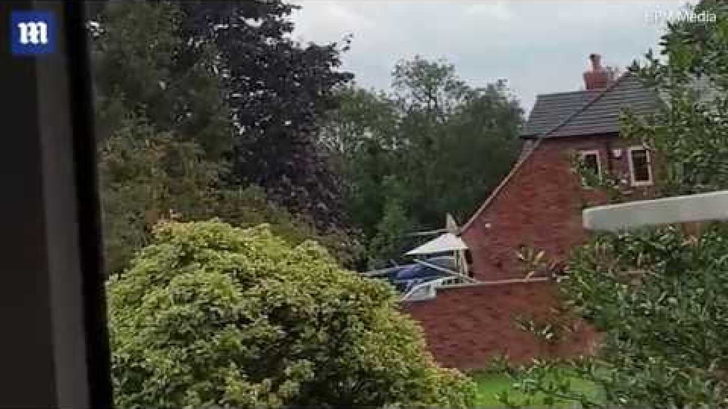 Horrifying moment helicopter flips over as it tries to take off