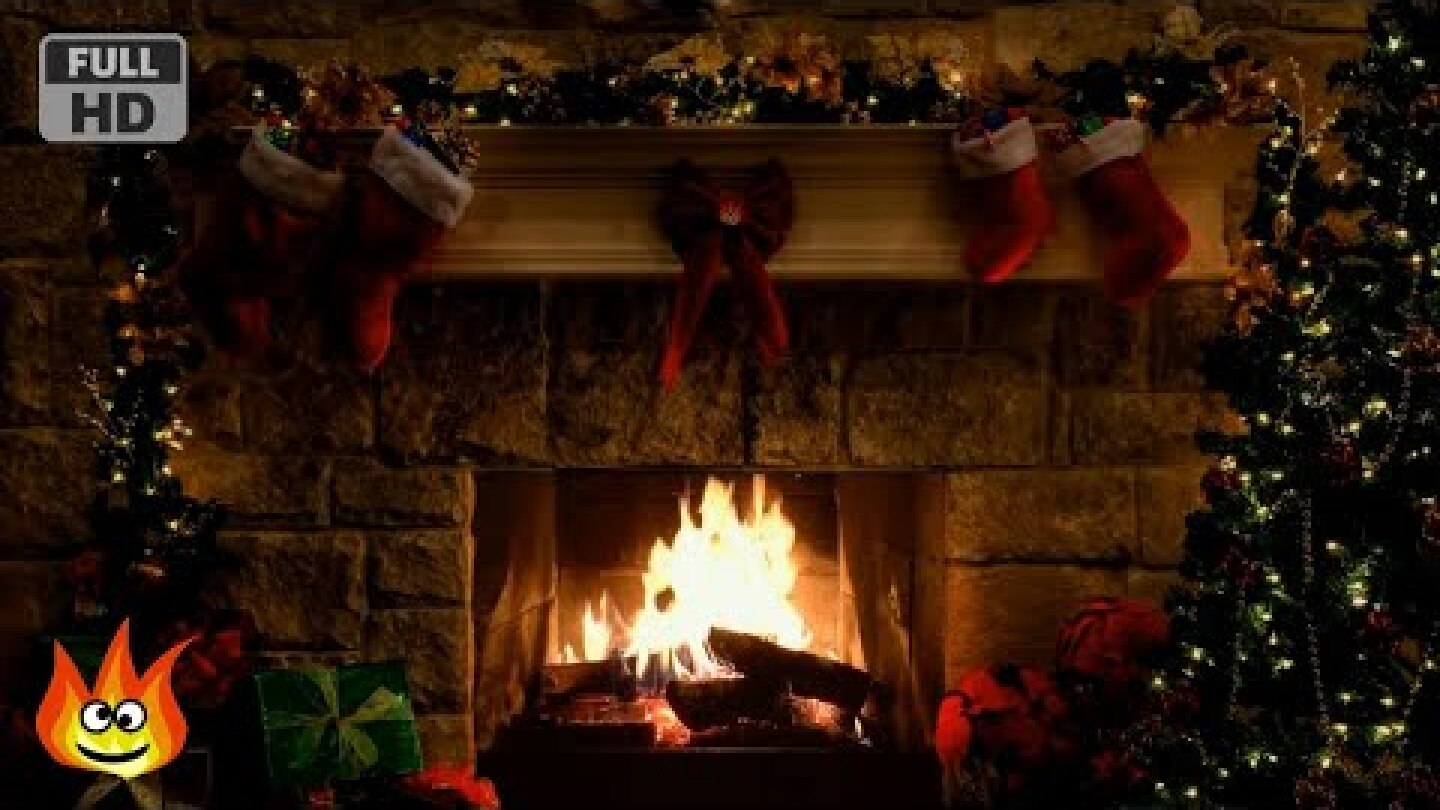Christmas Fireplace Scene with Crackling Fire Sounds (6 hours)