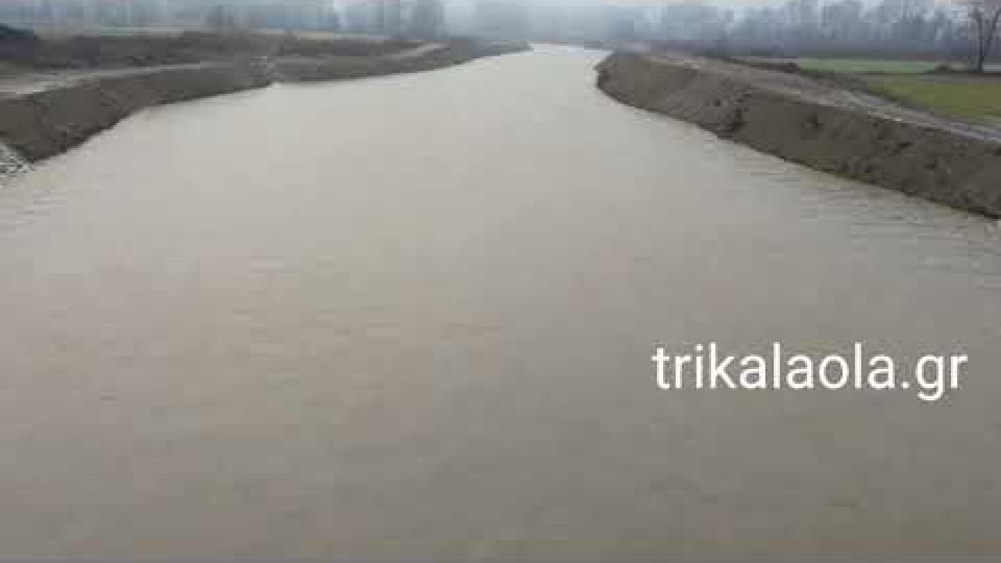 Τρίκαλα Πηνειός ποταμός ανεβαίνει η στάθμη νερών έντονες βροχοπτώσεις Τετάρτη 23-1-2019
