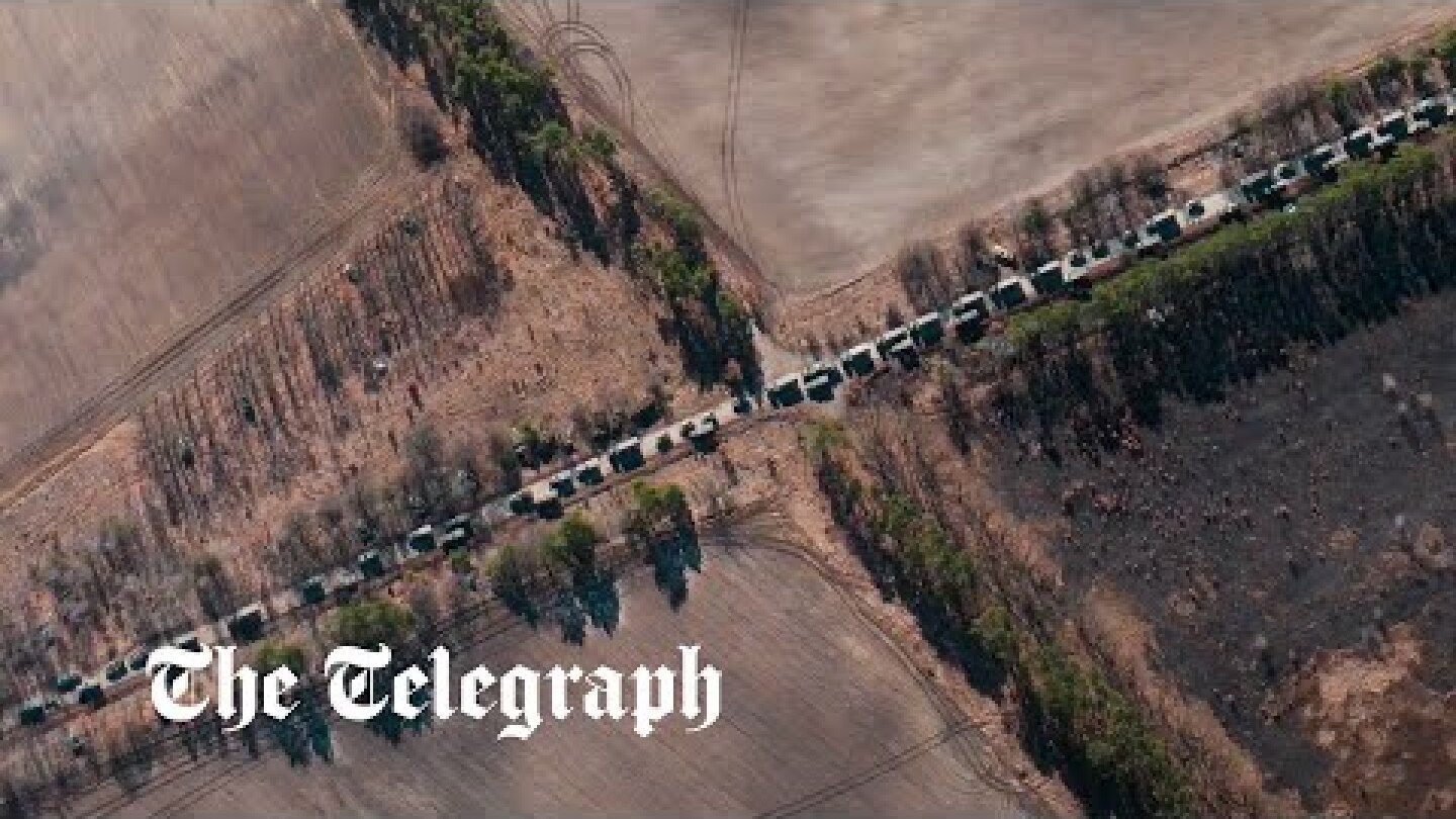 3D satellite imagery shows massive Russian military convoy at a standstill in Ukraine