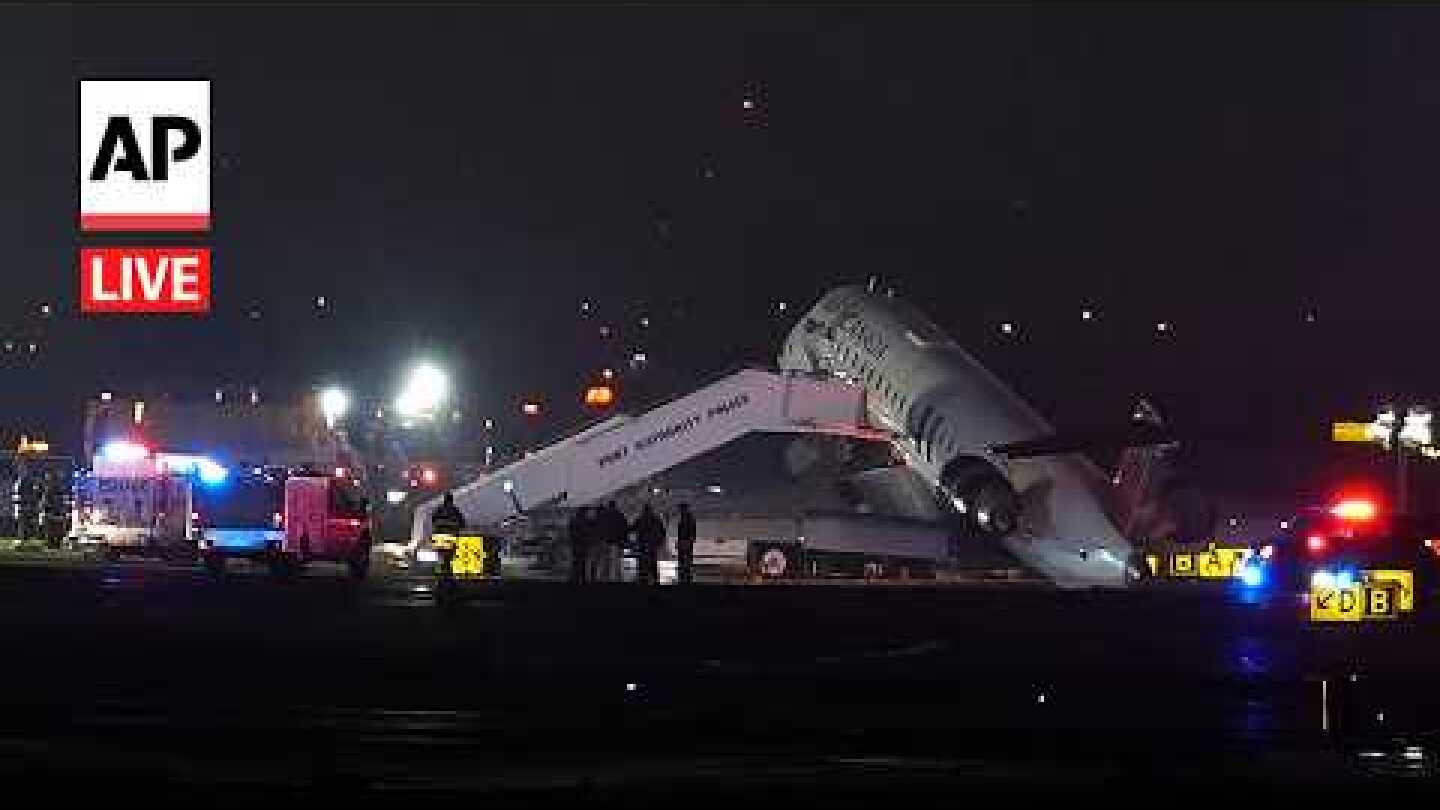 LIVE: LaGuardia Airport after Air Canada plane collides with vehicle