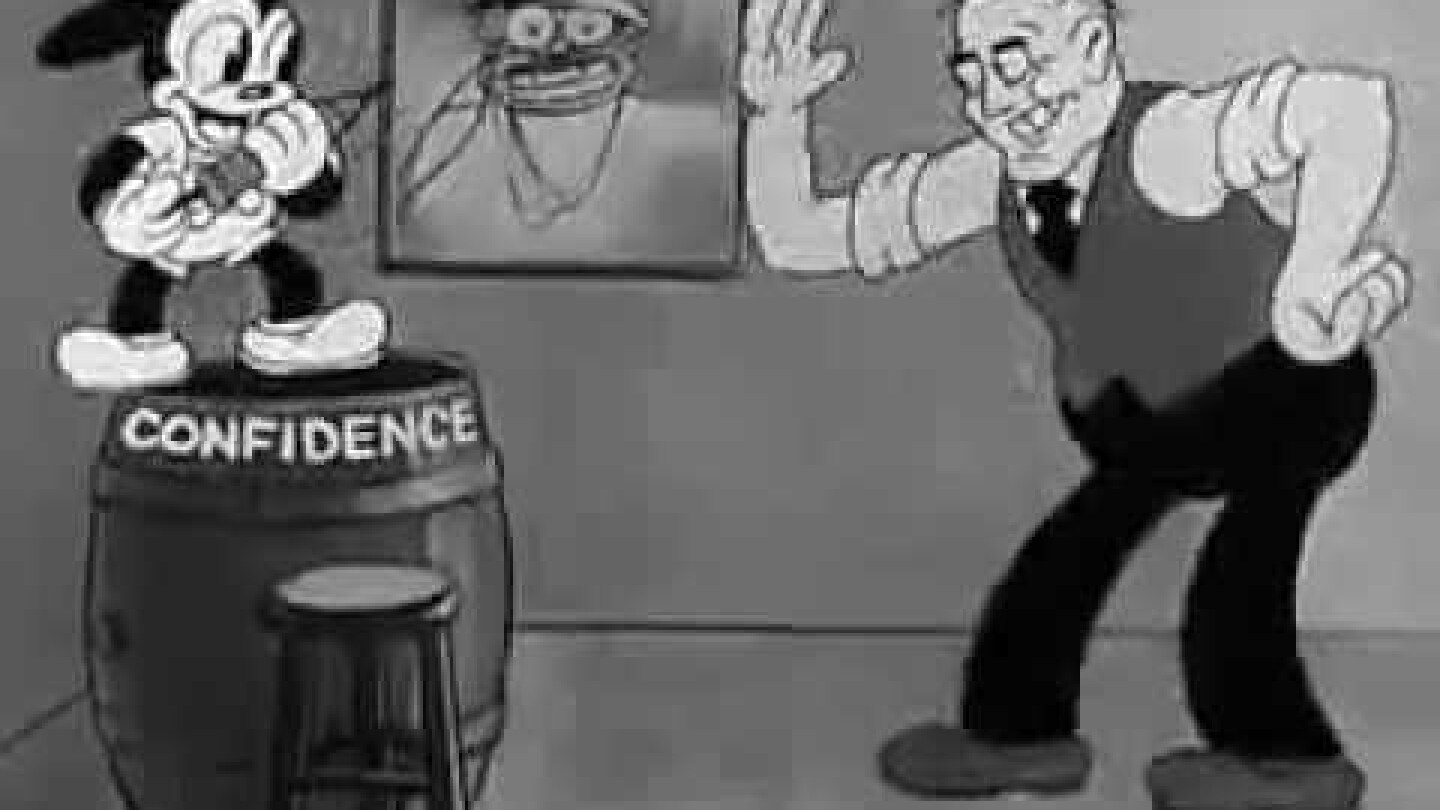 CONFIDENCE - 1933 Cartoon, with Oswald the Rabbit and President Franklin Roosevelt