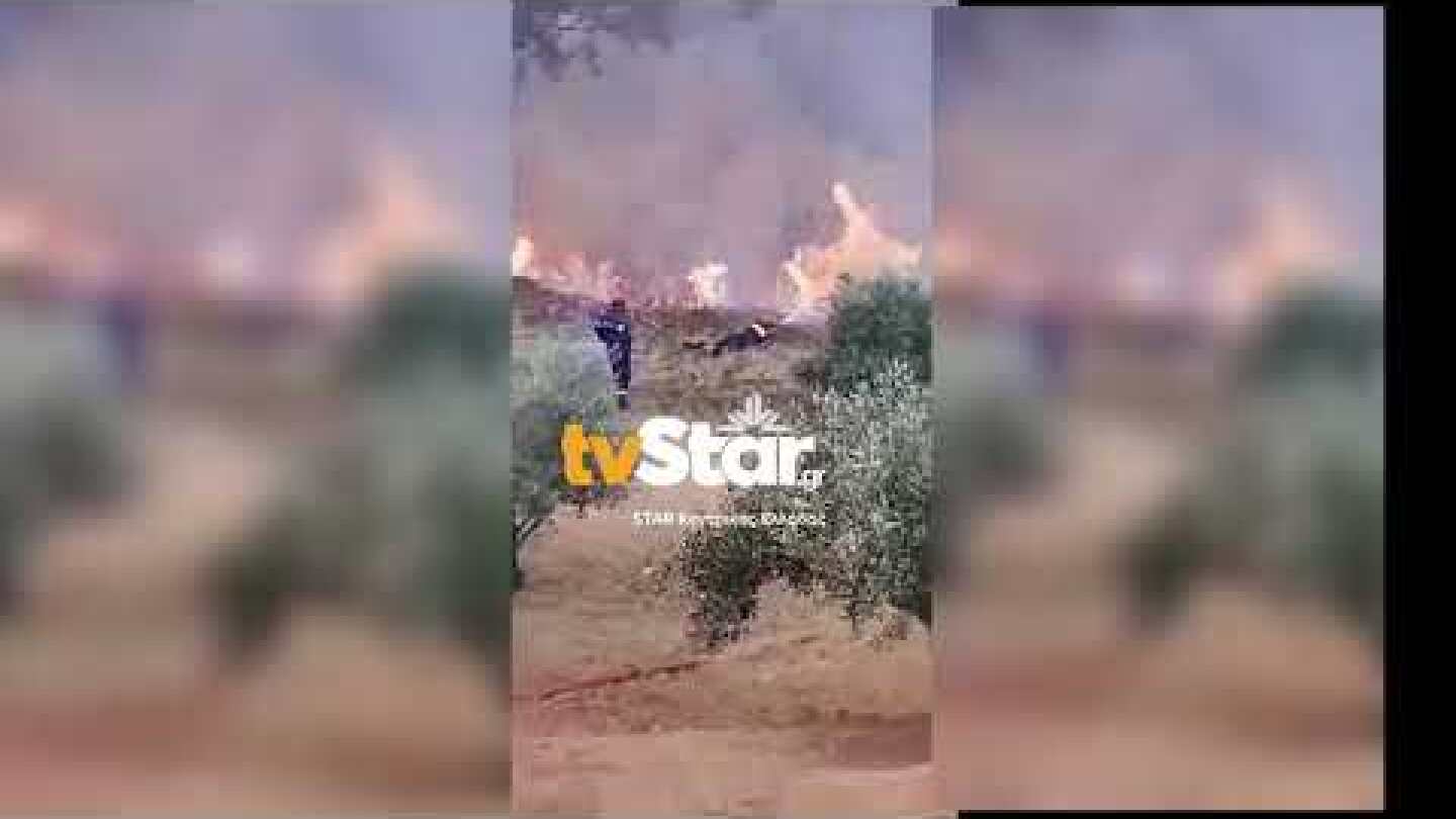 Υπεράνθρωπη προσπάθεια πυροσβέστη στην Εύβοια