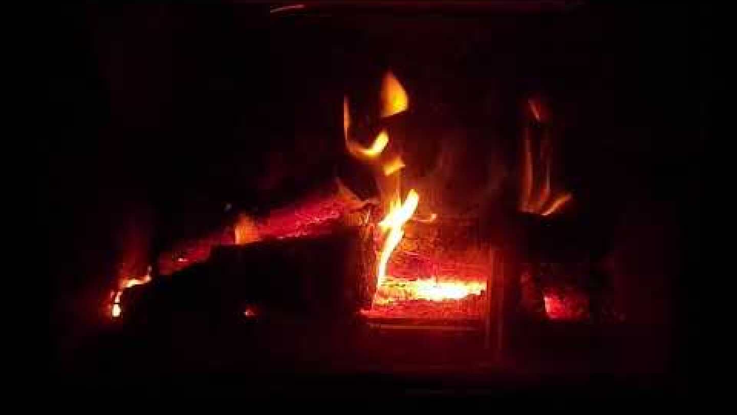 Crackling Fireplace with Thunder Rain and Howling Wind Sounds | Cozy Fireplace Sounds