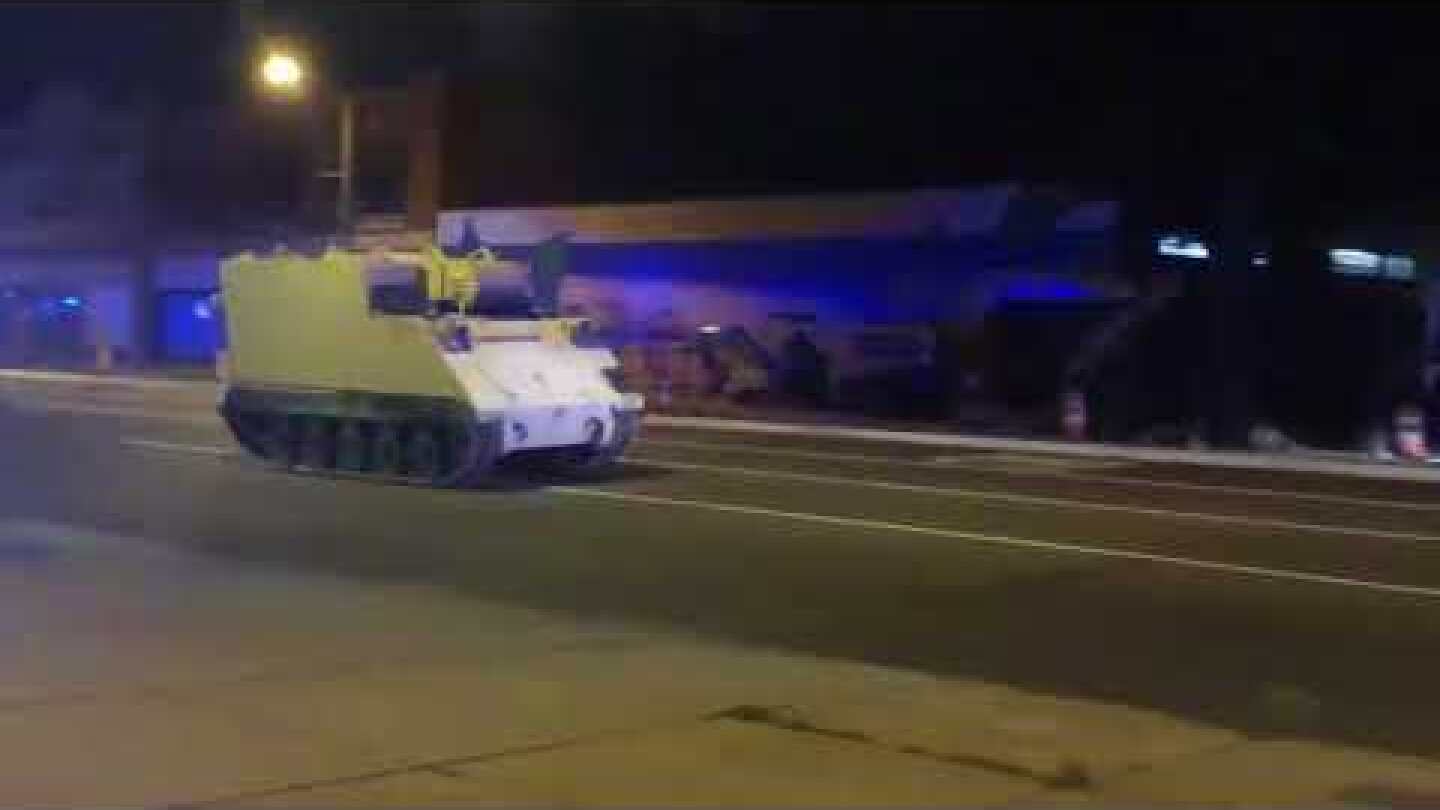 Police chase a tank in Richmond Virginia