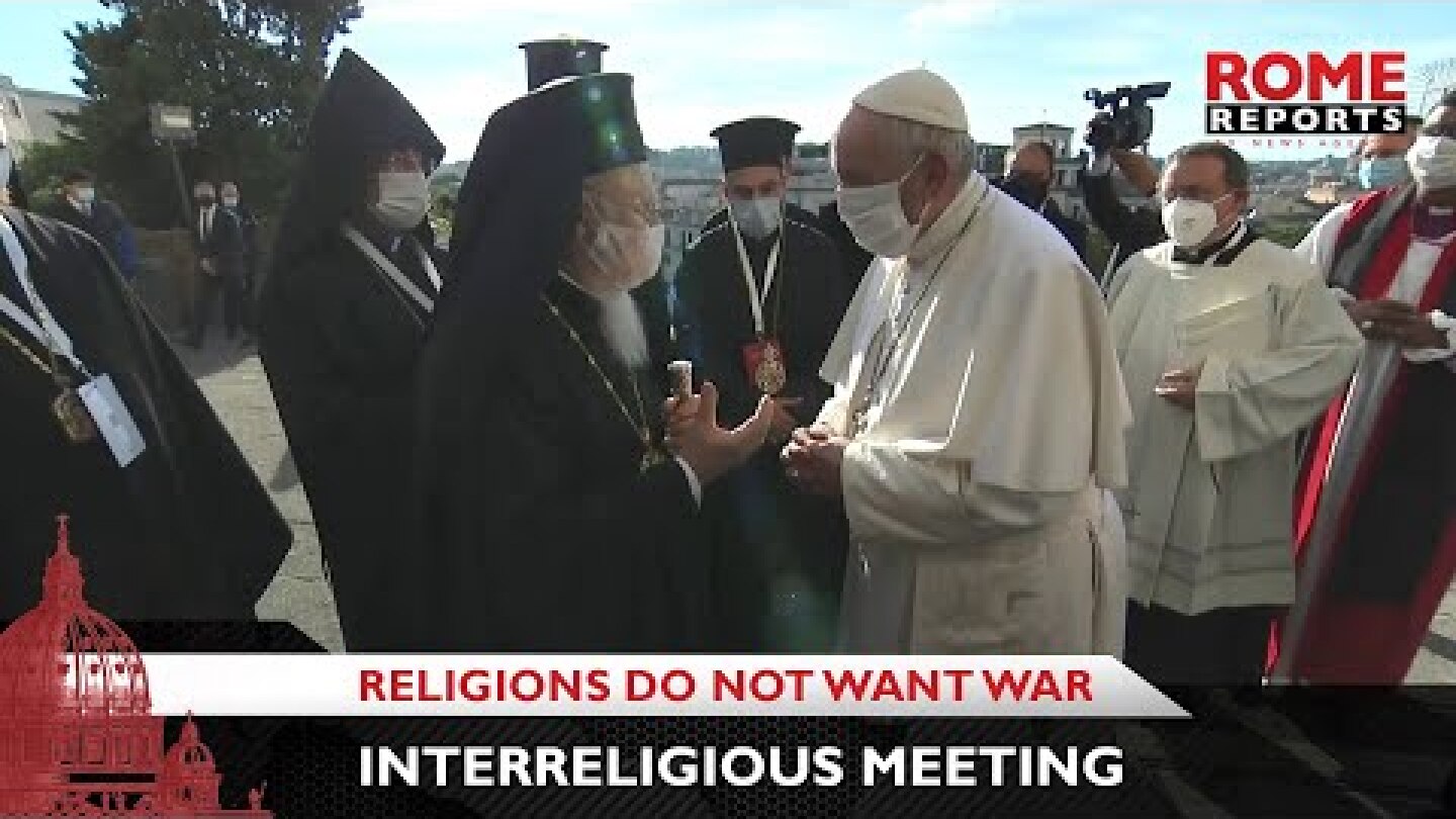 Pope Francis wears mask during an international gathering for peace